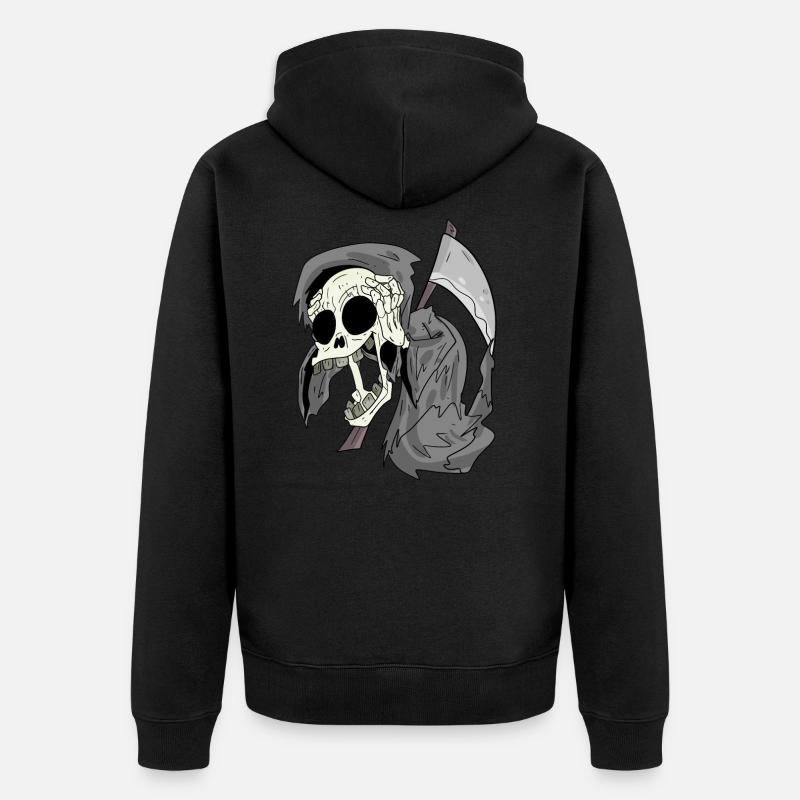 Grim Reaper laughs funny - Unisex Premium Organic Zip Hoodie - black