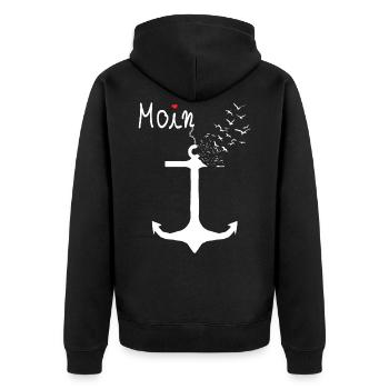Moin Begrüßung Norddeutschland Küste Norden - Unisex Premium Bio Zip Hoodie - Schwarz - Hinten - Nico (187cm)