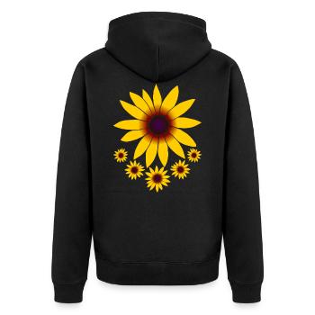 jaune chapeau de soleil fleurs, fleurs, jaune floral floral - Veste à capuche bio Premium Unisexe - noir - Dos - Nico (187cm)