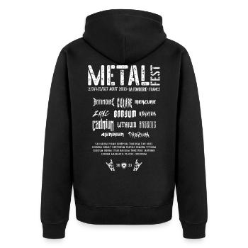 Metal Fest, Concert Historique, Parodie Festival. - Veste à capuche bio Premium Unisexe - noir - Dos - Nico (187cm)