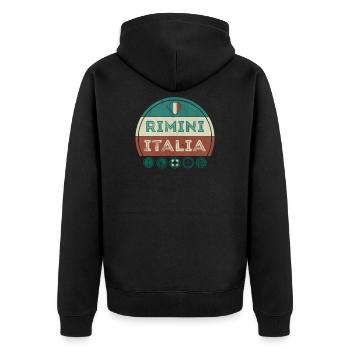Rimini Adria Italien Urlaub Souvenir - Unisex Premium Bio Zip Hoodie - Schwarz - Hinten - Nico (187cm)
