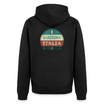 Sardinien Sardegna Italien Urlaub Souvenir - Unisex Premium Bio Zip Hoodie - Schwarz - Hinten - Nico (187cm)