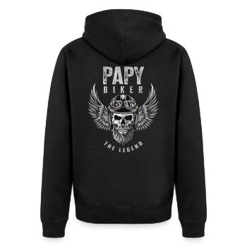 Papy biker motard cadeau drôle moto papi - Veste à capuche bio Premium Unisexe - noir - Dos - Nico (187cm)