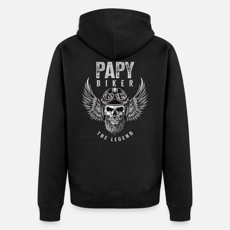Papy biker motard cadeau drôle moto papi - Veste à capuche bio Premium Unisexe - noir
