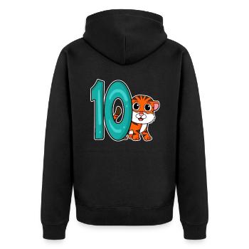 10 Jahre alt - 10. Geburtstag - Kindergeburtstag - Unisex Premium Bio Zip Hoodie - Schwarz - Hinten - Nico (187cm)