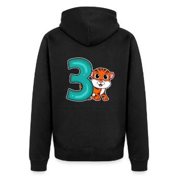 3 Jahre alt - 3. Geburtstag - Kindergeburtstag - Unisex Premium Bio Zip Hoodie - Schwarz - Hinten - Nico (187cm)