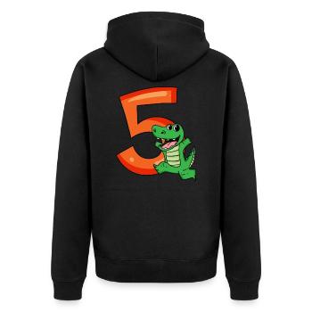 5. Geburtstag - 5 Jahre alt - Kindergeburtstag - Unisex Premium Bio Zip Hoodie - Schwarz - Hinten - Nico (187cm)