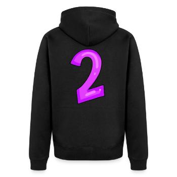Zwei - Nummer 2 - Unisex Premium Bio Zip Hoodie - Schwarz - Hinten - Nico (187cm)