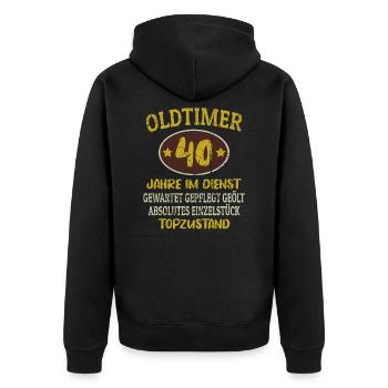 40 Jähriges Dienstjubiläum Firmenjubiläum Oldtimer - Unisex Premium Bio Zip Hoodie - Schwarz - Hinten - Nico (187cm)
