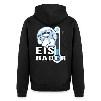 winterbader eisbär ice cool eisbader cold temp - Unisex Premium Organic Zip Hoodie - black - Back - Nico (187cm)