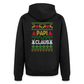 Papi Claus Santa Reindeer Tree Ugly Christmas - Unisex Premium Bio Zip Hoodie - Schwarz - Hinten - Nico (187cm)