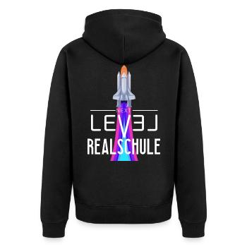 Realschule Grundschulabschluss Schulabschluss - Unisex Premium Bio Zip Hoodie - Schwarz - Hinten - Nico (187cm)