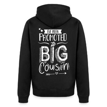 Ich Wurde Zum Großen Cousin Befördert Cousine - Unisex Premium Bio Zip Hoodie - Schwarz - Hinten - Nico (187cm)