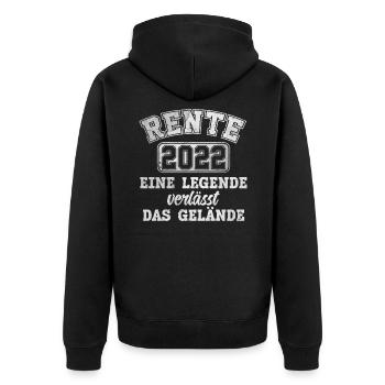 Rente 2022 Eine Legende Verlässt das Gelände - Unisex Premium Bio Zip Hoodie - Schwarz - Hinten - Nico (187cm)