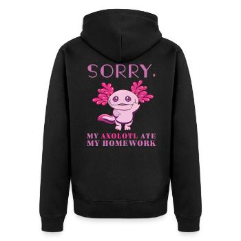 Sorry My Axolotl Ate My Homework Kawaii Axolotl - Unisex Premium Organic Zip Hoodie - black - Back - Nico (187cm)