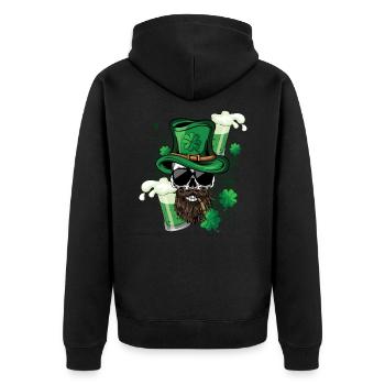 Smoke Smoking Skeleton Skull Saint Patrick's Day - Unisex Premium Bio Zip Hoodie - Schwarz - Hinten - Nico (187cm)
