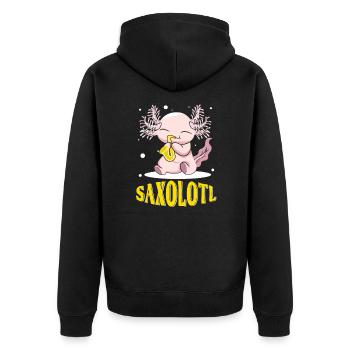 Saxophone Music Axolotl Fish Kawaii Axolotl - Unisex Premium Organic Zip Hoodie - black - Back - Nico (187cm)