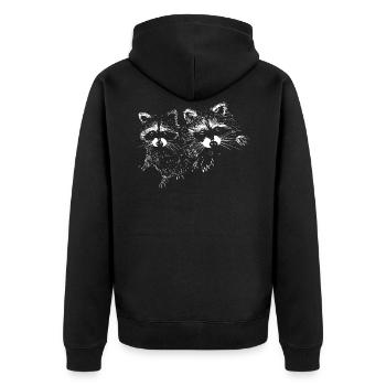 Raccoons - Unisex Premium Bio Zip Hoodie - Schwarz - Hinten - Nico (187cm)