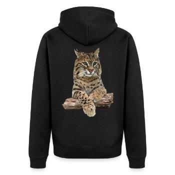 Lynx - Unisex Premium Organic Zip Hoodie - black - Back - Nico (187cm)