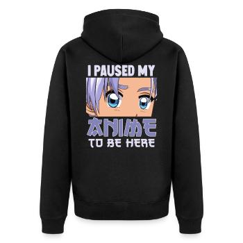 J’ai mis en pause mon anime pour être ici drôle Otaku Anime - Veste à capuche bio Premium Unisexe - noir - Dos - Nico (187cm)