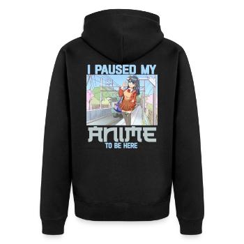 J’ai mis en pause mon anime pour être ici drôle Otaku Anime - Veste à capuche bio Premium Unisexe - noir - Dos - Nico (187cm)