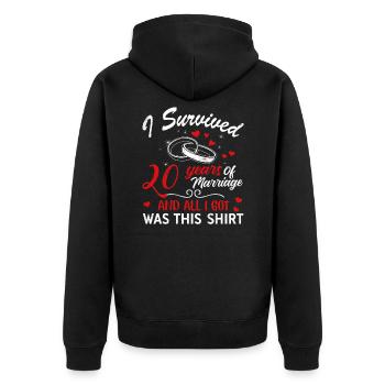 Survived 20 Years Marriage Hearts Valentines Day - Unisex Premium Bio Zip Hoodie - Schwarz - Hinten - Nico (187cm)