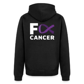 F Cancer Purple Pancreatic Cancer - Unisex Premium Bio Zip Hoodie - Schwarz - Hinten - Nico (187cm)