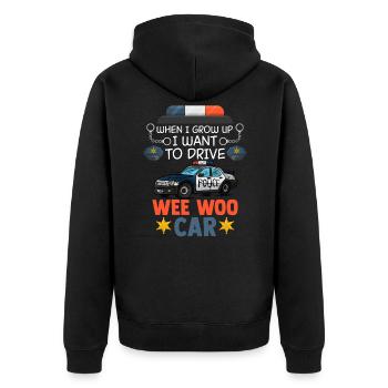 Wee Woo car drives for a future - Unisex Premium Organic Zip Hoodie - black - Back - Nico (187cm)