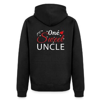 Love One Sweet Uncle Heart Valentines Day - Unisex Premium Bio Zip Hoodie - Schwarz - Hinten - Nico (187cm)