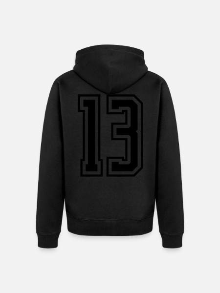 13 Number number - Unisex Premium Organic Zip Hoodie - black