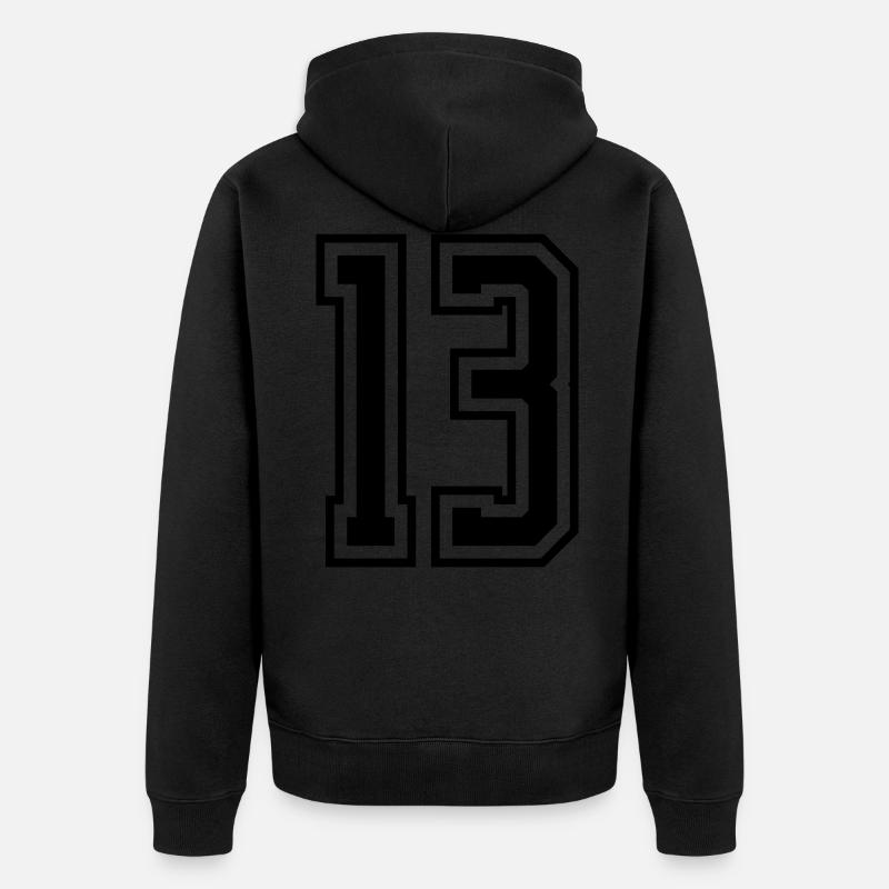 13 Numéro de numéro - Veste à capuche bio Premium Unisexe - noir