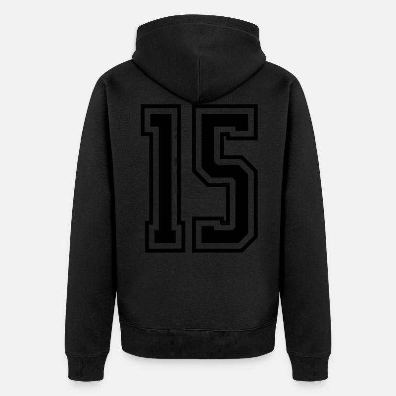 15 Numéro de numéro - Veste à capuche bio Premium Unisexe - noir