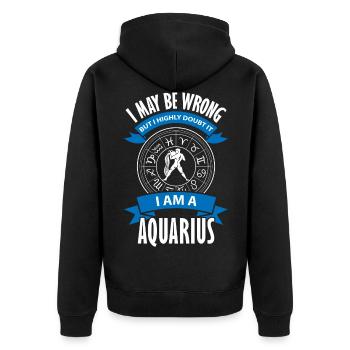 Horoskop Astrologie Februar Stern - Unisex Premium Bio Zip Hoodie - Schwarz - Hinten - Nico (187cm)