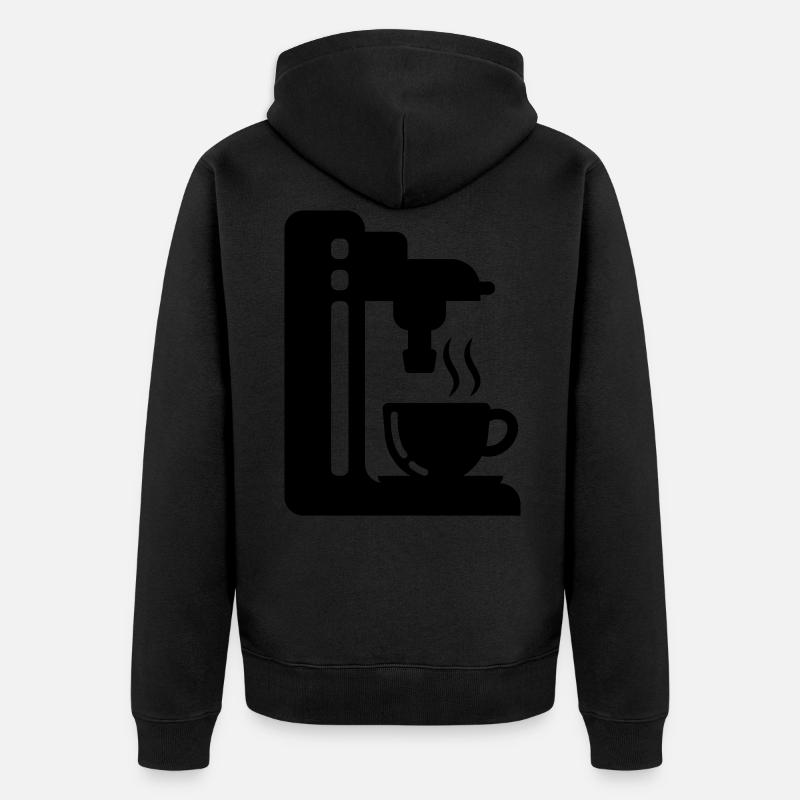 Symbole de machine à café - Veste à capuche bio Premium Unisexe - noir