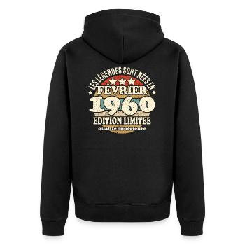 Les légendes sont nées en février 1960 - Veste à capuche bio Premium Unisexe - noir - Dos - Nico (187cm)