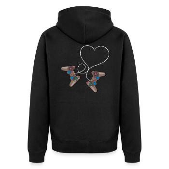 Game Gaming Gamer Hearts Day Valentines Day - Unisex Premium Bio Zip Hoodie - Schwarz - Hinten - Nico (187cm)
