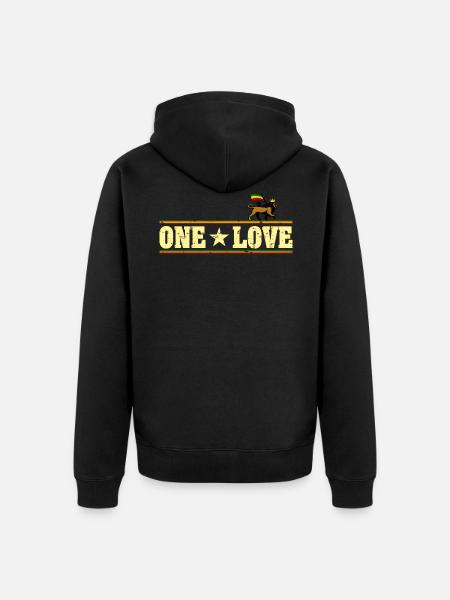 One Love Reggae Lion - Unisex Premium Organic Zip Hoodie - black