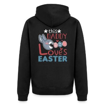 Papa aime l’œuf de lapin de Pâques Dimanche de Pâques - Veste à capuche bio Premium Unisexe - noir - Dos - Nico (187cm)