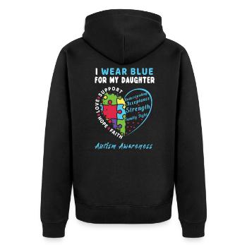 Daughter Blue Special Autism Awareness - Unisex Premium Bio Zip Hoodie - Schwarz - Hinten - Nico (187cm)