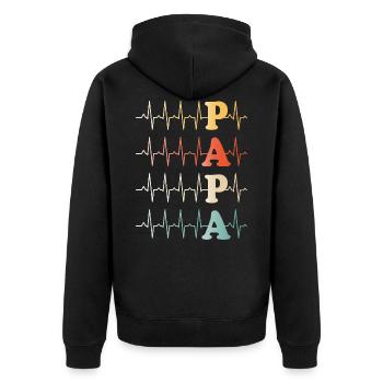 Dad Heartbeat Dad - Unisex Premium Organic Zip Hoodie - black - Back - Nico (187cm)