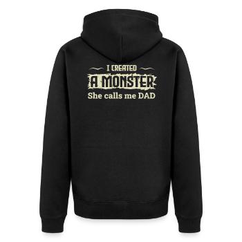 I Created Monster Daughter Daddy Happy Fathers Day - Unisex Premium Bio Zip Hoodie - Schwarz - Hinten - Nico (187cm)