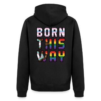 Rainbow Born Way Gay Pride LGBT Pride Month - Unisex Premium Bio Zip Hoodie - Schwarz - Hinten - Nico (187cm)