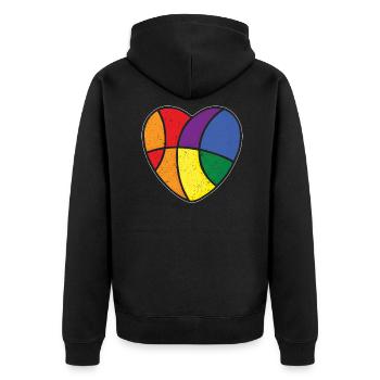 Rainbow Basketball Gay Pride LGBT Pride Month - Unisex Premium Bio Zip Hoodie - Schwarz - Hinten - Nico (187cm)