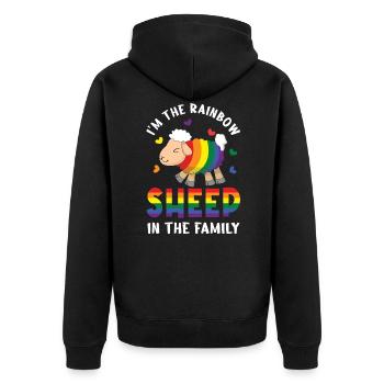Rainbow Sheep Family Gay Pride LGBT Pride Month - Unisex Premium Bio Zip Hoodie - Schwarz - Hinten - Nico (187cm)