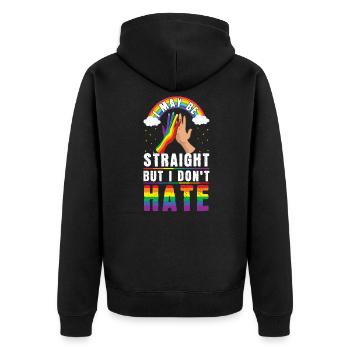 Straight Do Not Hate Gay Pride LGBT Pride - Unisex Premium Bio Zip Hoodie - Schwarz - Hinten - Nico (187cm)