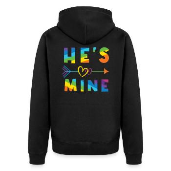 Mine He Gay Pride LGBT Pride Month - Unisex Premium Bio Zip Hoodie - Schwarz - Hinten - Nico (187cm)
