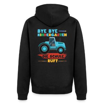 Kinder Kindergarten Die Schule Ruft Einschulung - Unisex Premium Bio Zip Hoodie - Schwarz - Hinten - Nico (187cm)