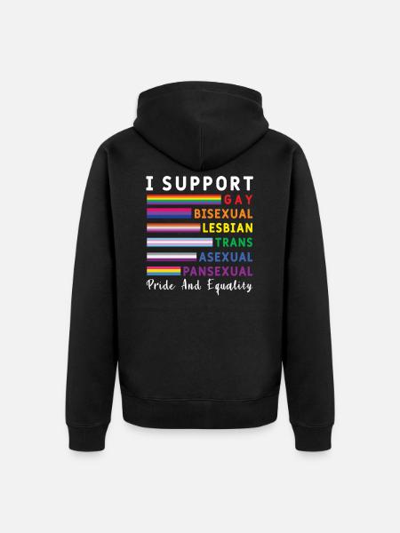 Support Equality Gay Pride LGBT Pride Month - Unisex Premium Organic Zip Hoodie - black