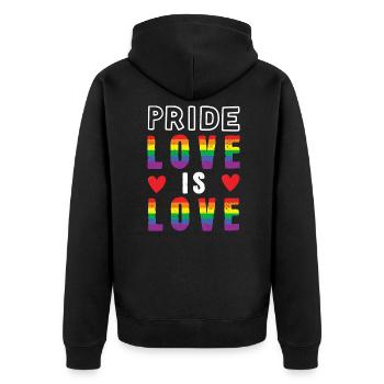 Pride Love Rainbow Gay Pride LGBT Pride - Unisex Premium Bio Zip Hoodie - Schwarz - Hinten - Nico (187cm)