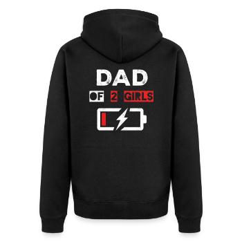 Battery Dad Of Two Girls Happy Fathers Day - Unisex Premium Bio Zip Hoodie - Schwarz - Hinten - Nico (187cm)
